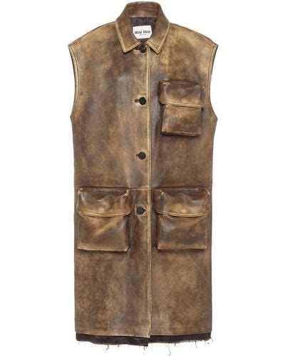 gilet miu miu|Black Leather Vest .